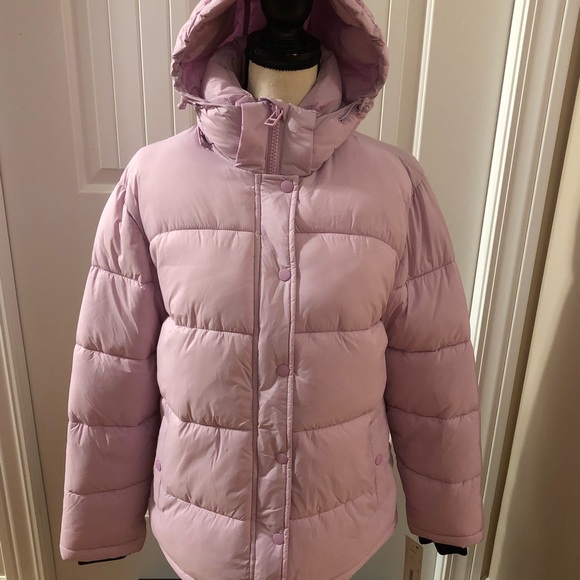 Aqua Women’s Winter Quilted Puffer Coat in matte light pink sz XS - Picture 2 of 15